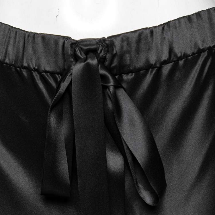 Pre Owned Roberto Cavalli Black Silk Elasticized Waist Tie Detail Pants S