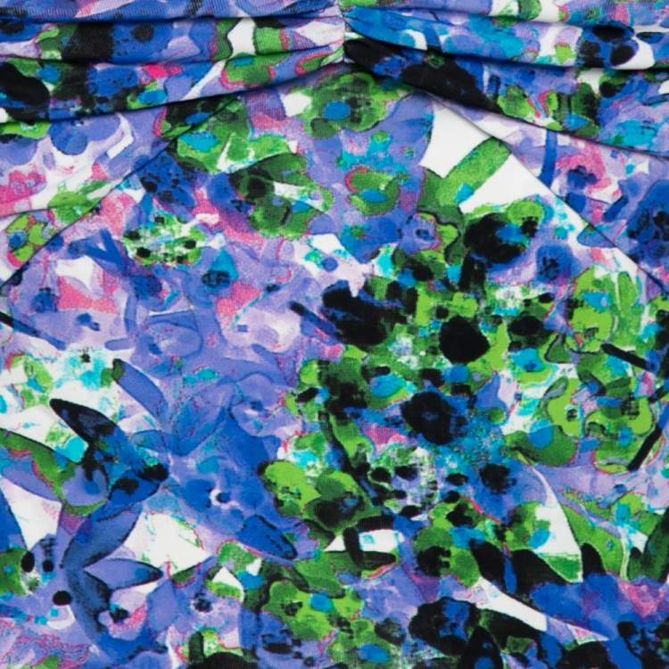 Pre Owned Roberto Cavalli Multicolored Printed Jersey Ruched Sleeveless Top S 