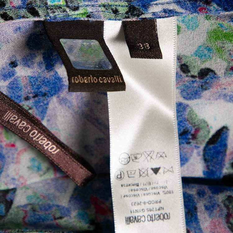 Pre Owned Roberto Cavalli Multicolored Printed Crepe Draped Pants S