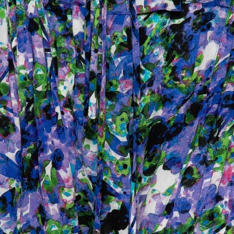 Pre Owned Roberto Cavalli Multicolored Printed Crepe Draped Pants S