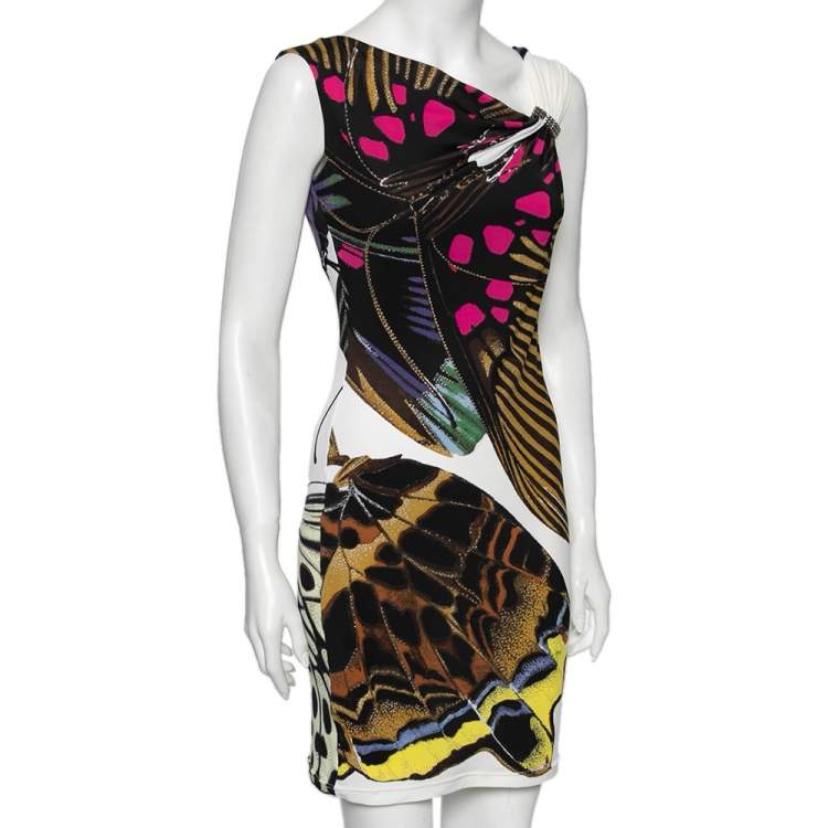 Pre Owned Roberto Cavalli Multicolor Printed Knit Sleeveless Sheath Dress S