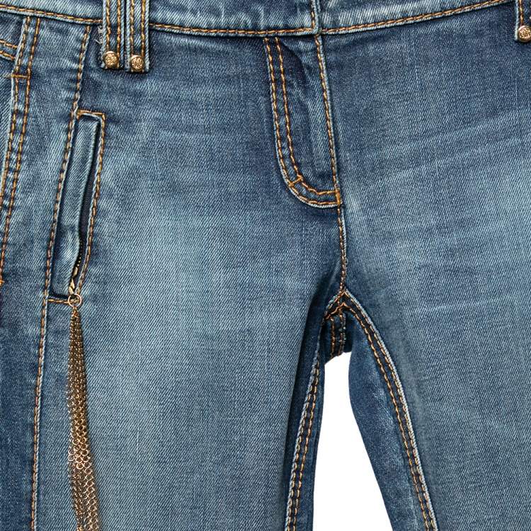 Pre Owned Roberto Cavalli Blue Denim Chain Detail Jeans S
