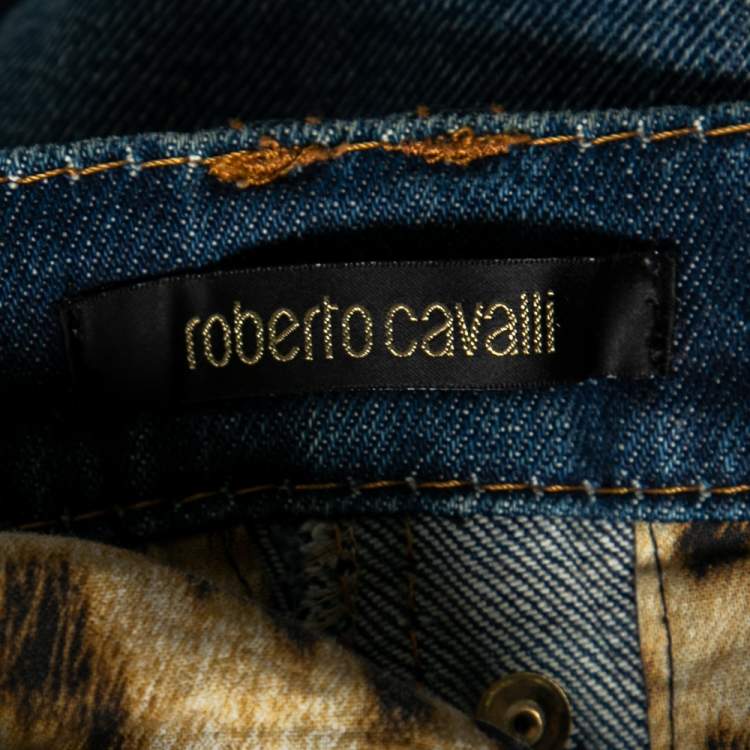 Pre Owned Roberto Cavalli Blue Denim Chain Detail Jeans S