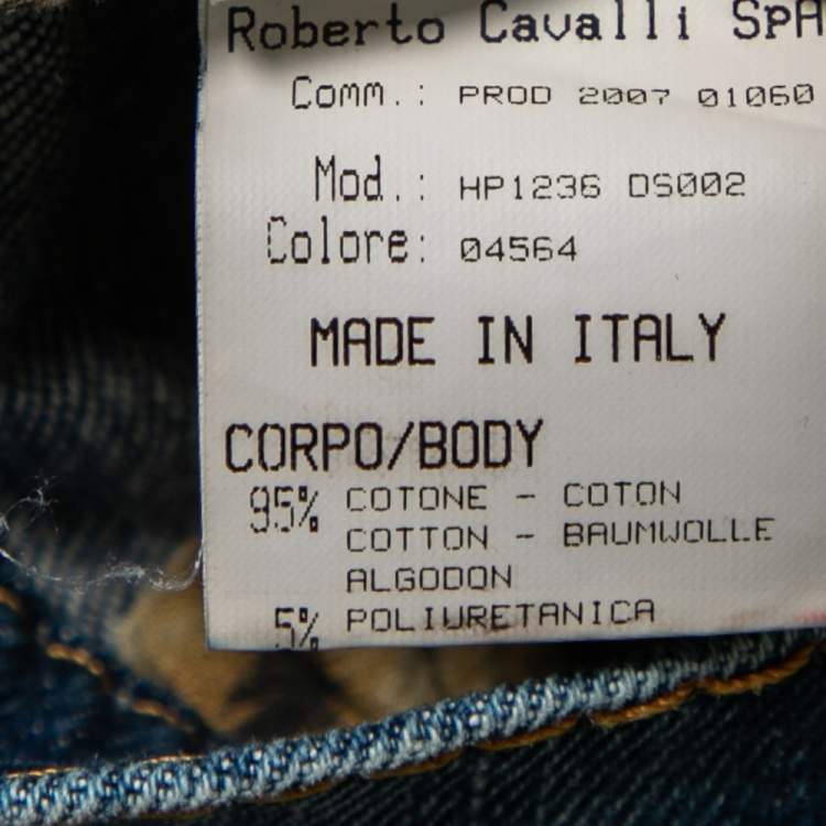 Pre Owned Roberto Cavalli Blue Denim Chain Detail Jeans S