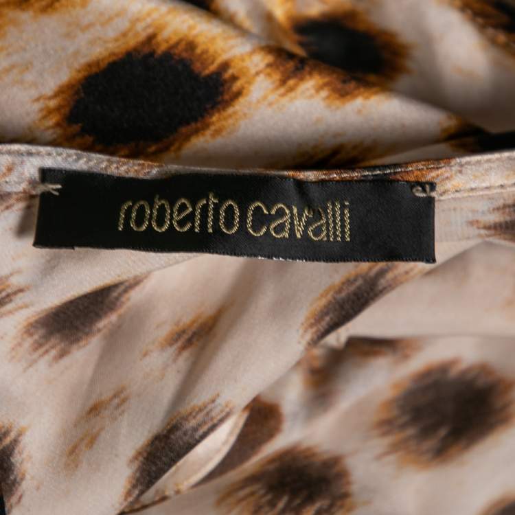 مملوكة مسبقًا Roberto Cavalli Multicolored Animal Printed Silk Halter Neck Dress S
