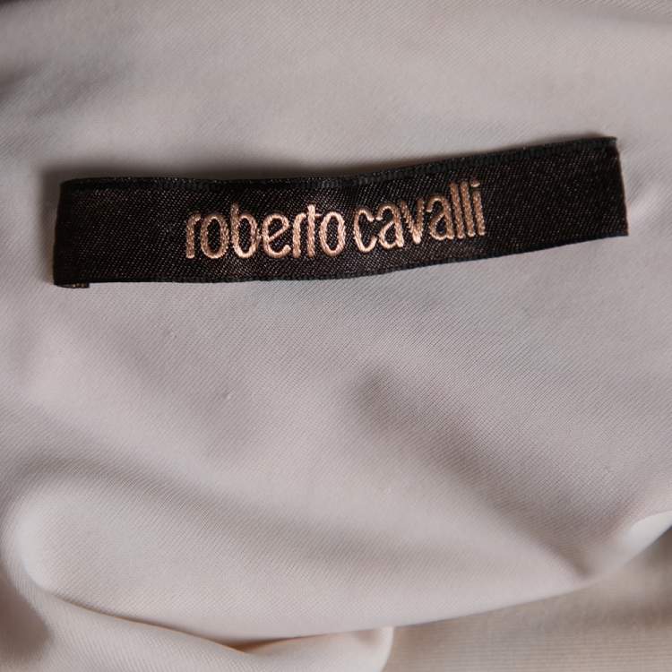 مملوكة مسبقًا Roberto Cavalli Multicolored Printed Jersey Gathered Detail Dress S 