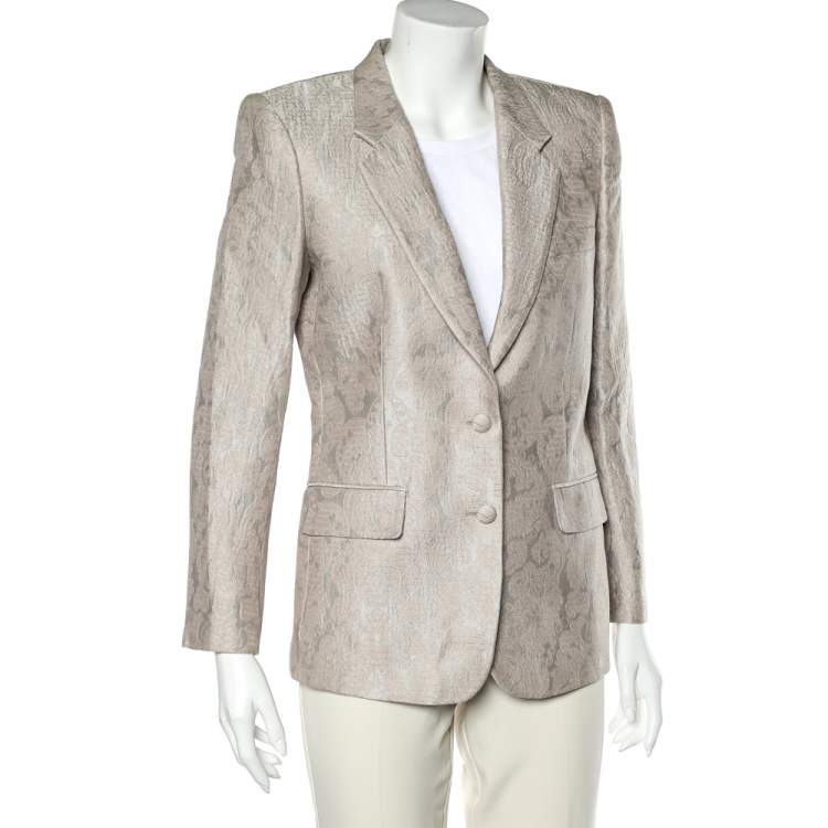 مملوكة مسبقًا Roberto Cavalli Light Pink Brocade Button Front Blazer M