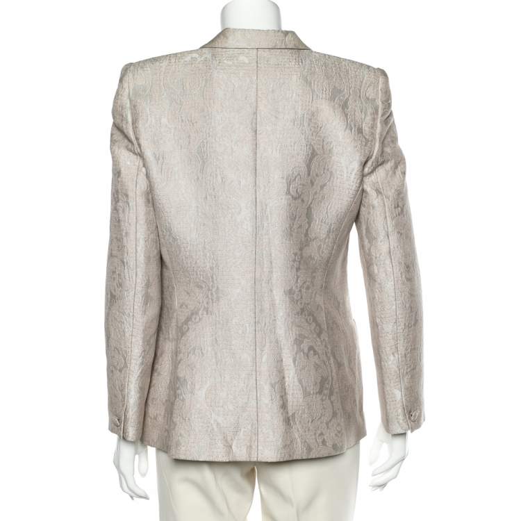 مملوكة مسبقًا Roberto Cavalli Light Pink Brocade Button Front Blazer M
