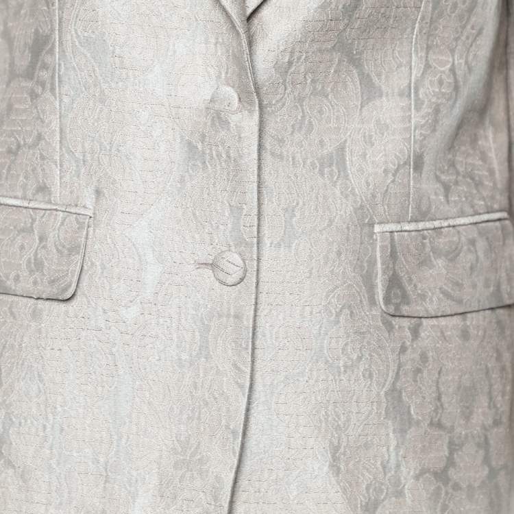 مملوكة مسبقًا Roberto Cavalli Light Pink Brocade Button Front Blazer M
