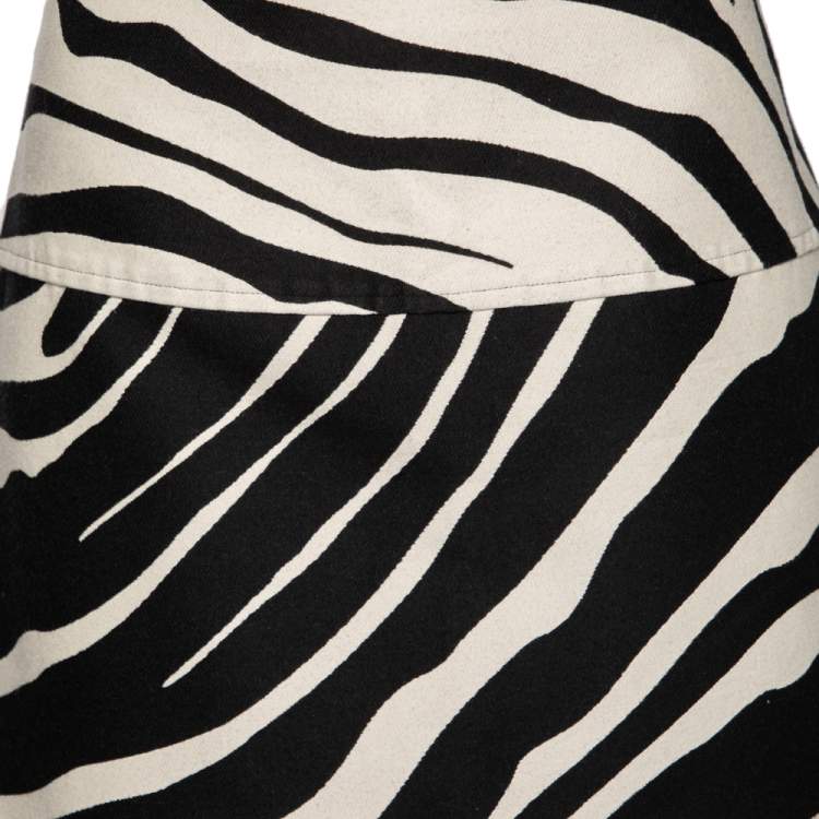 مملوكة مسبقًا Roberto Cavalli Monochrome Patterned Cotton Short Skirt M