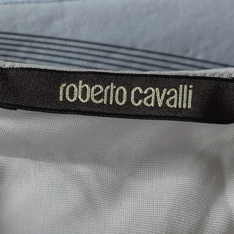 Pre Owned Roberto Cavalli Multicolor Printed Jersey Ruched Cut Out Detail Mini Dress S