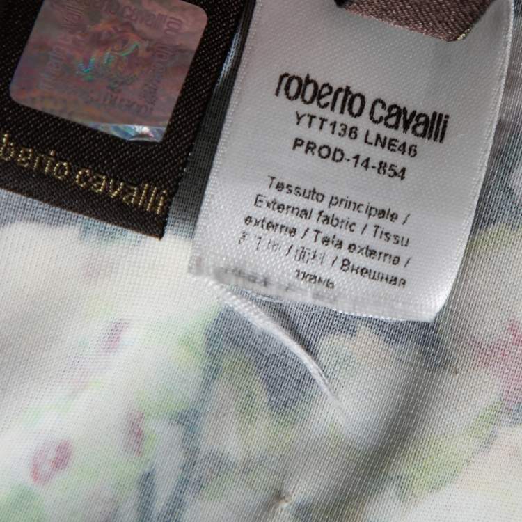 مملوكة مسبقًا Roberto Cavalli Multicolored Printed Jersey Cut-Out Detailed Dress M