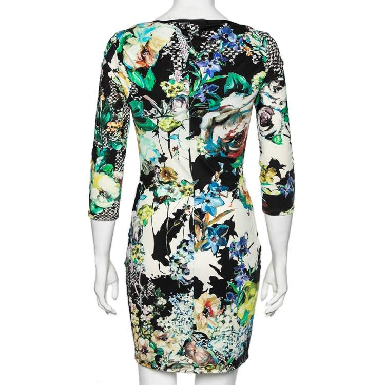 مملوكة مسبقًا Roberto Cavalli Multicolored Printed Jersey Cut-Out Detailed Dress M