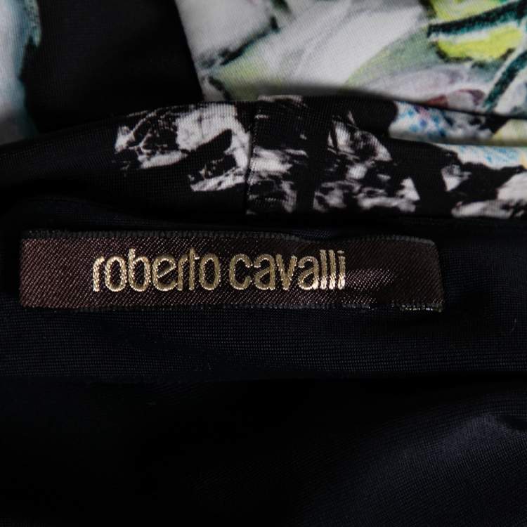مملوكة مسبقًا Roberto Cavalli Multicolored Printed Jersey Cut-Out Detailed Dress M
