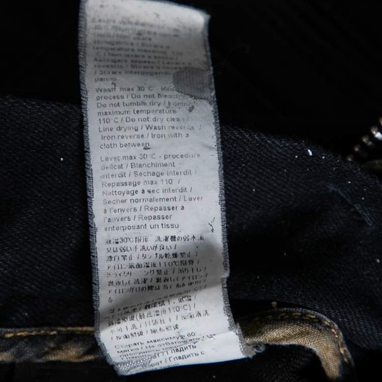 مملوكة مسبقًا Roberto Cavalli Black Distressed Denim Jeans M
