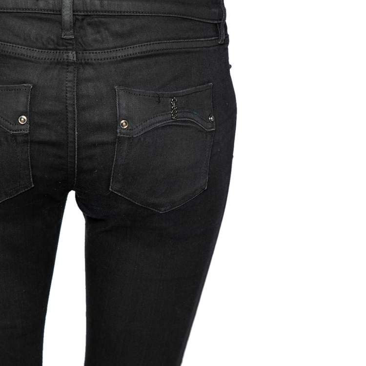 مملوكة مسبقًا Roberto Cavalli Black Distressed Denim Jeans M