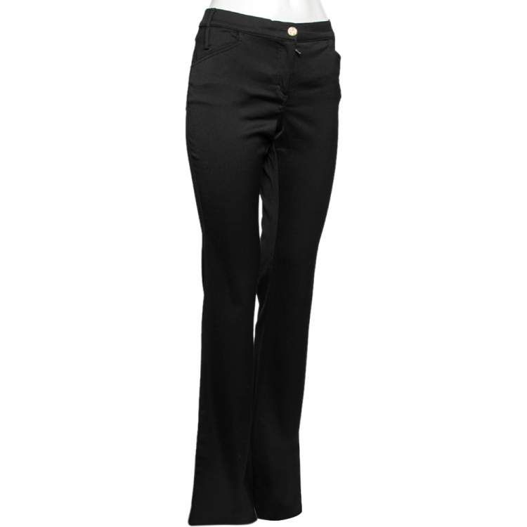Pre Owned Roberto Cavalli Black Stretch Wool Pants M