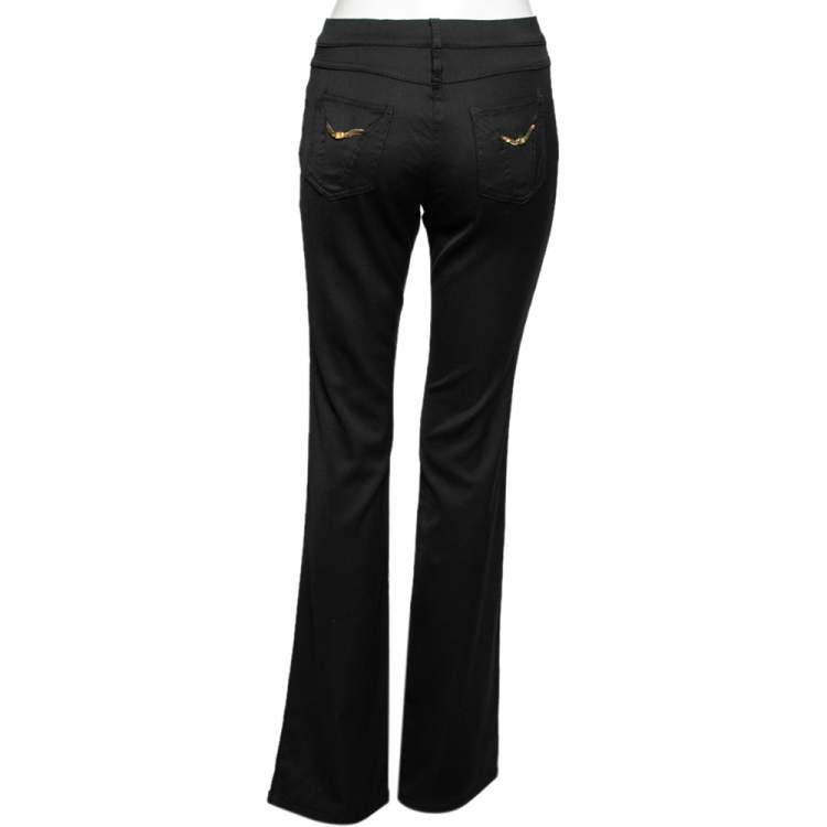 Pre Owned Roberto Cavalli Black Stretch Wool Pants M