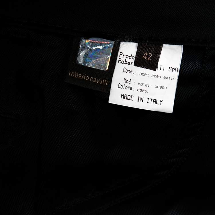 Pre Owned Roberto Cavalli Black Stretch Wool Pants M