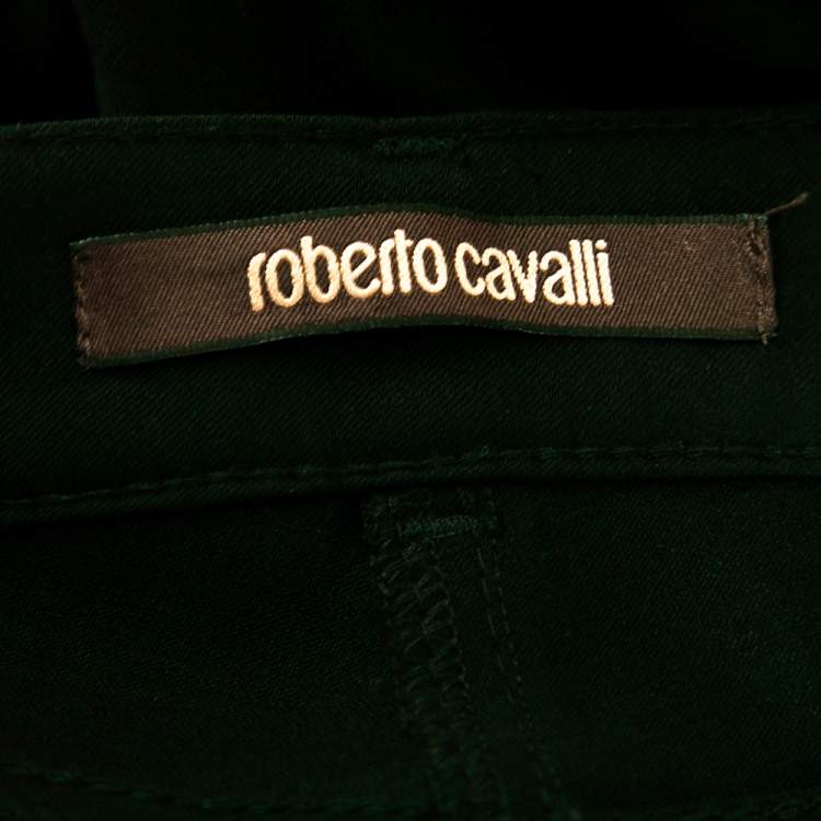 Pre Owned Roberto Cavalli Black Stretch Wool Pants M