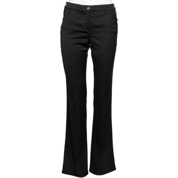 Pre Owned Roberto Cavalli Black Stretch Wool Pants M