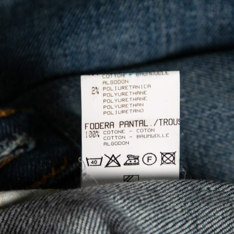 Pre Owned Roberto Cavalli Blue Denim Distress Flared Jeans S