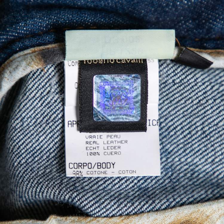 Pre Owned Roberto Cavalli Blue Denim Distress Flared Jeans S