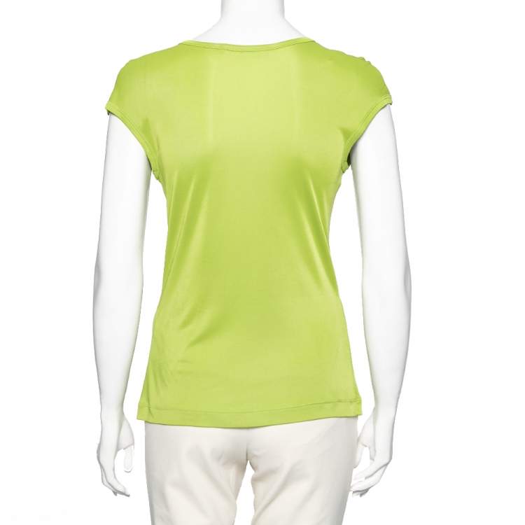 Pre Owned Roberto Cavalli Green Jersey Embellished Detailed Sleeveless Top M