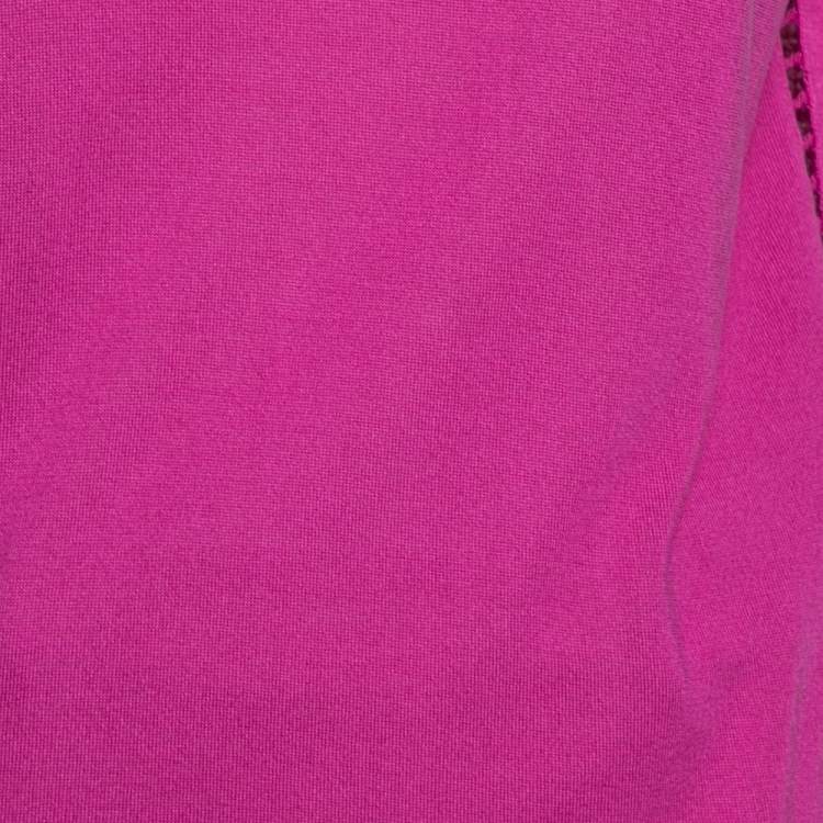 Pre Owned Roberto Cavalli Magenta Silk Knit Cut-Out Pattern Detailed Top M