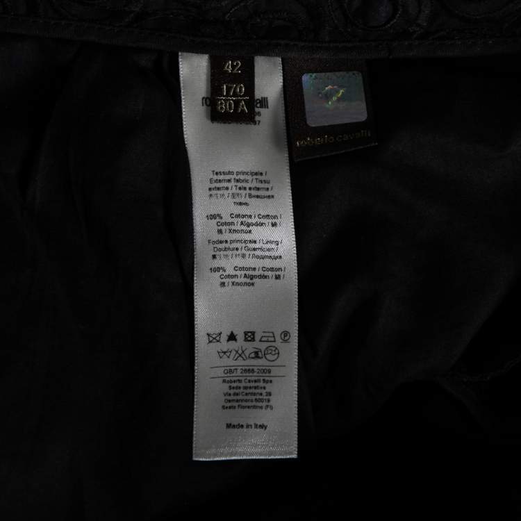 Pre Owned Roberto Cavalli Black Cutwork Cotton Shorts M