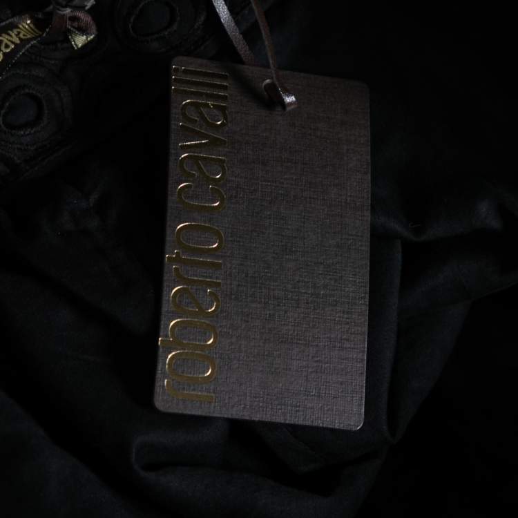 Pre Owned Roberto Cavalli Black Cutwork Cotton Shorts M