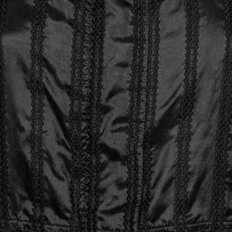 Pre Owned Roberto Cavalli Black Silk & Cutwork Cotton Zip Front Jacket M