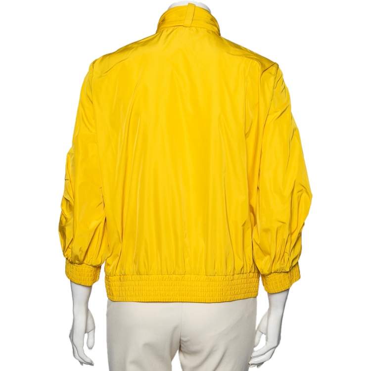 مملوكة مسبقًا Roberto Cavalli Yellow Synthetic Ruffled Bomber Jacket L