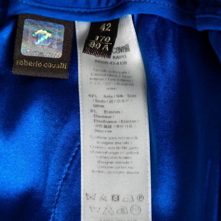 Pre Owned Roberto Cavalli Blue Silk Trousers M