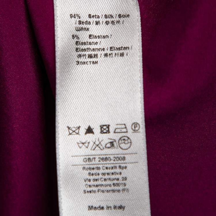 Pre Owned Roberto Cavalli Fuchsia Silk Button Front Long Sleeve Shirt M
