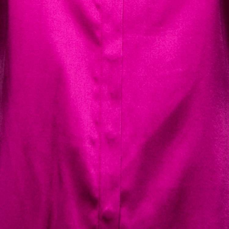 Pre Owned Roberto Cavalli Fuchsia Silk Button Front Long Sleeve Shirt M