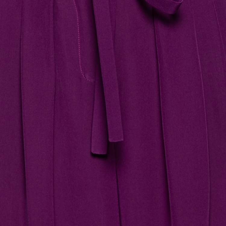 Pre Owned Roberto Cavalli Purple Silk Belted Palazzo Pants M