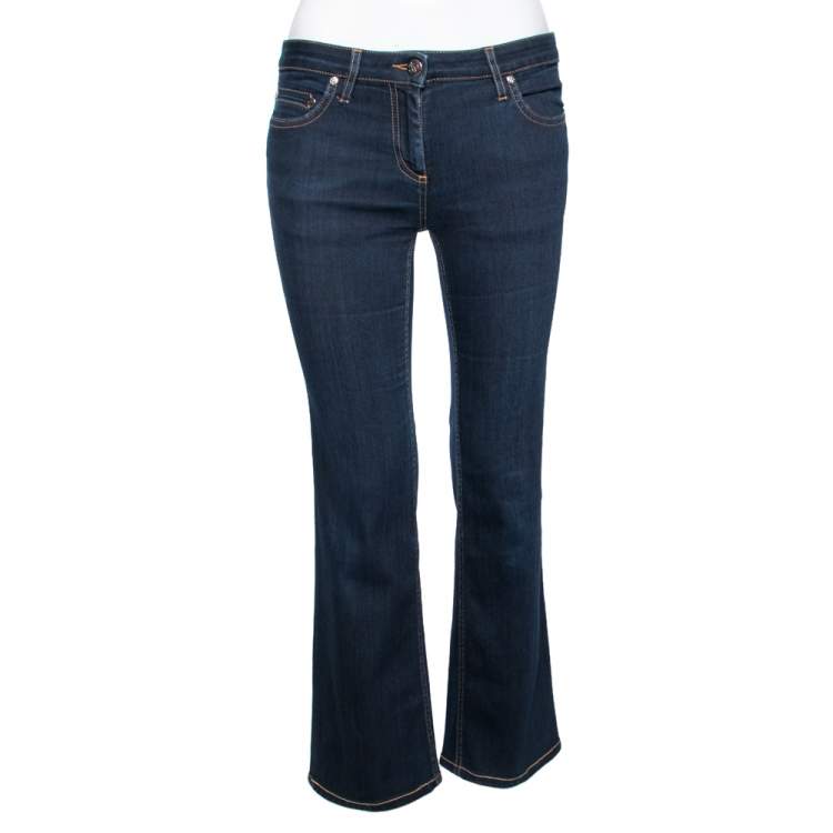 Pre Owned Roberto Cavalli Blue Denim Straight Pants M