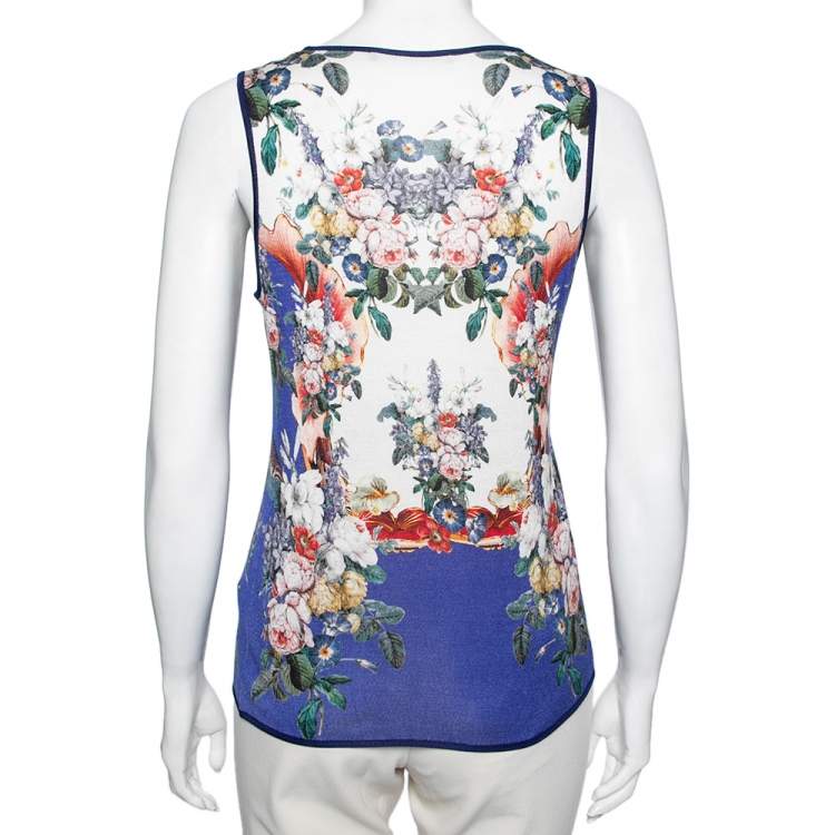 Pre Owned Roberto Cavalli Multicolor Printed Silk Knit Tank Top M