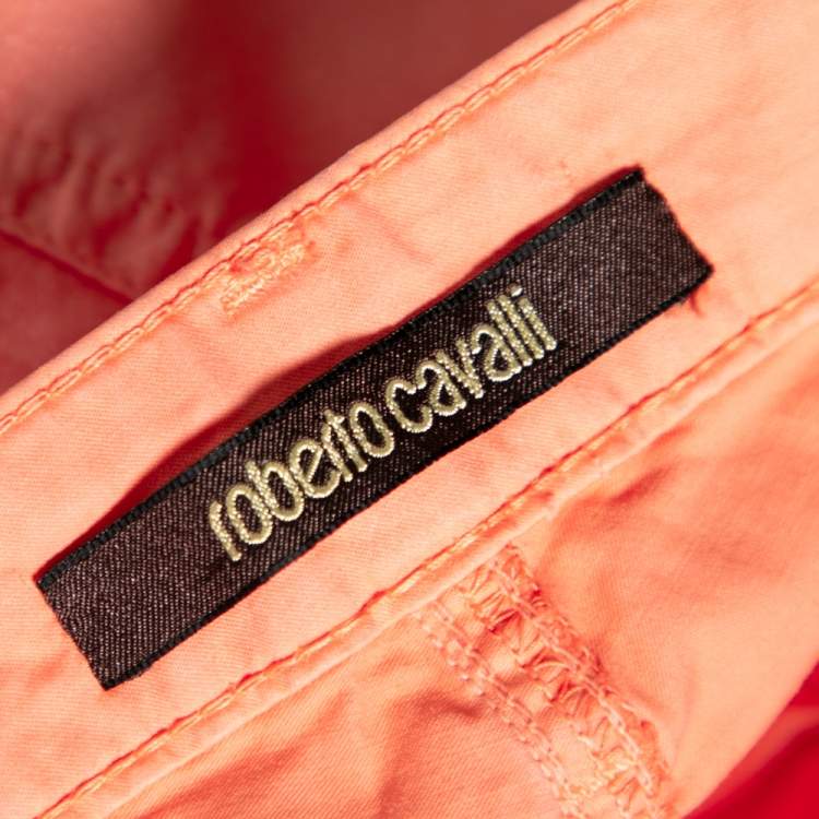 Pre Owned Roberto Cavalli Peach Metallic Cotton Trouser M