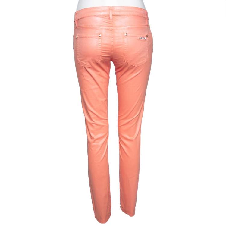 Pre Owned Roberto Cavalli Peach Metallic Cotton Trouser M