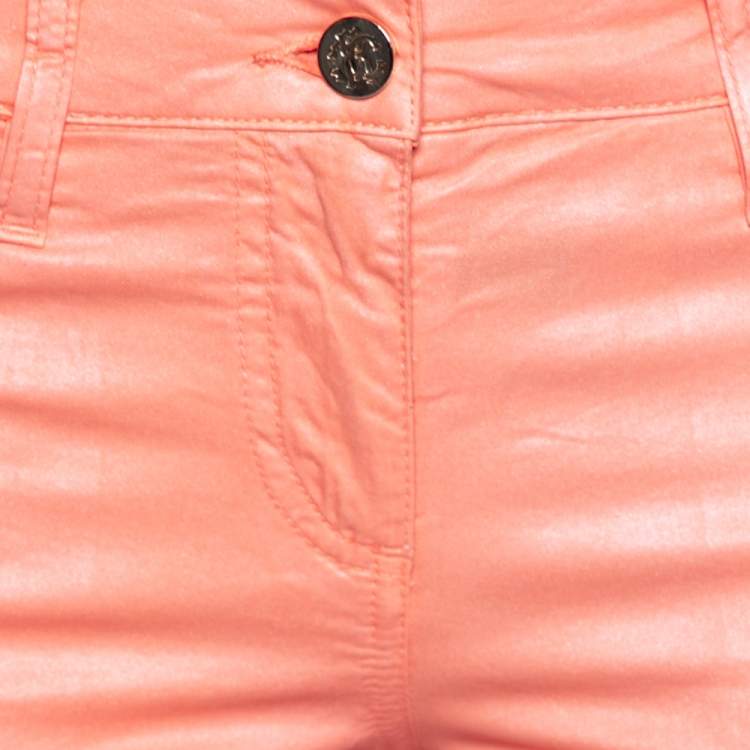 Pre Owned Roberto Cavalli Peach Metallic Cotton Trouser M