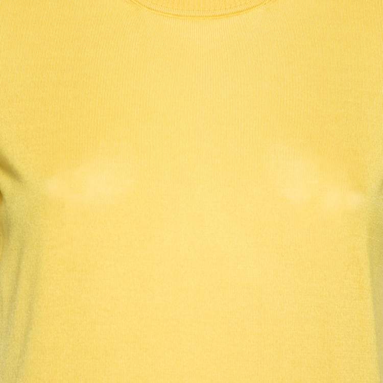 Pre Owned Roberto Cavalli Yellow Knit Laser Cut Top M