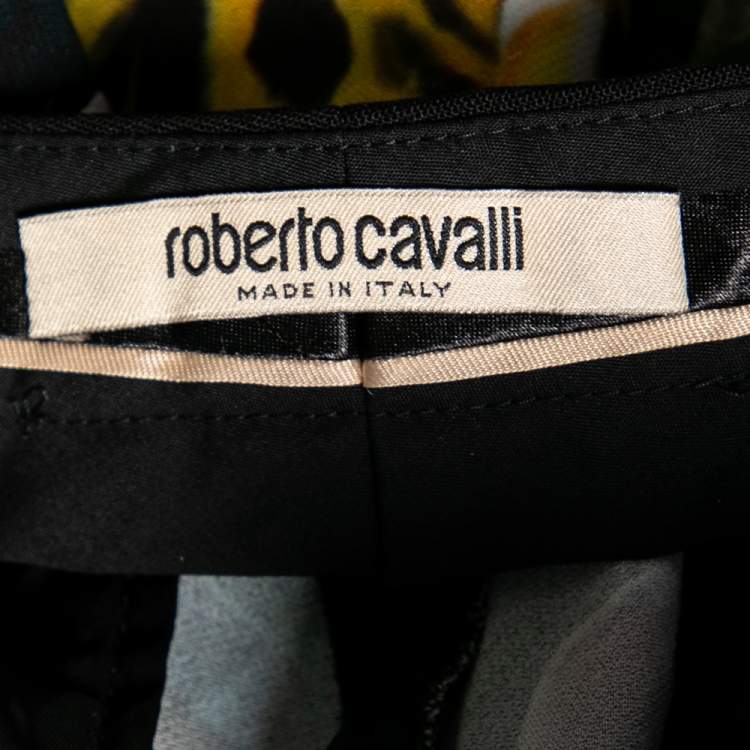 Pre Owned Roberto Cavalli Multicolor Floral Printed Crepe Straight Leg Trousers M