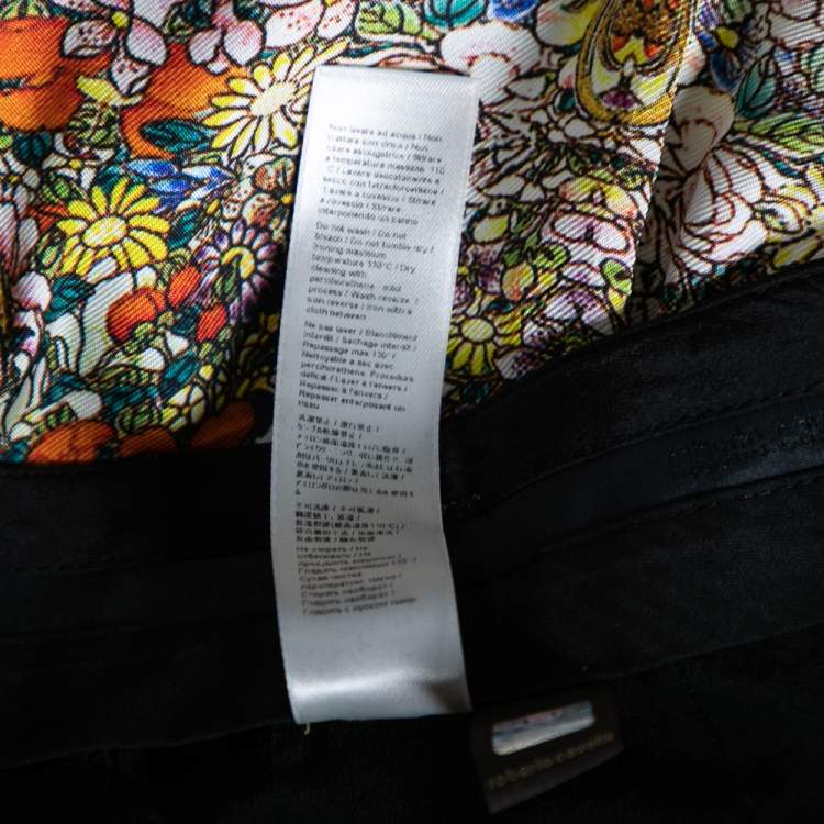 Pre Owned Roberto Cavalli Multicolor Floral Printed Silk Trouser M
