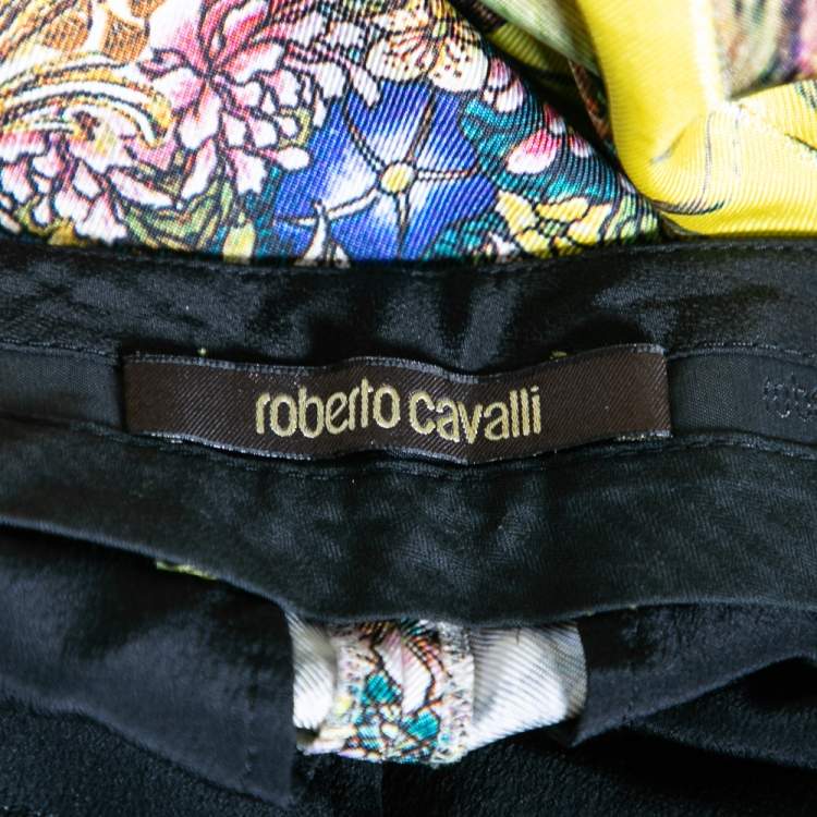 Pre Owned Roberto Cavalli Multicolor Floral Printed Silk Trouser M
