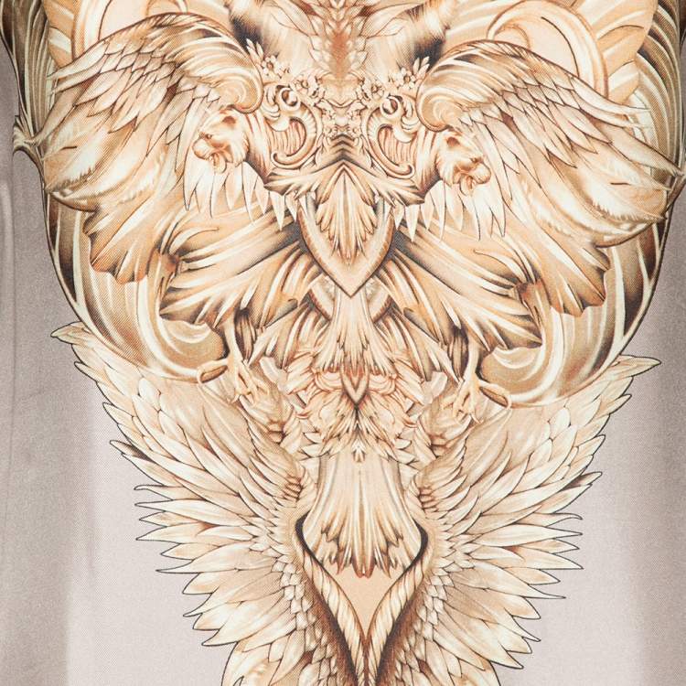 مملوكة مسبقًا Roberto Cavalli Beige Printed Silk Pleated Hem Sleeveless Dress M