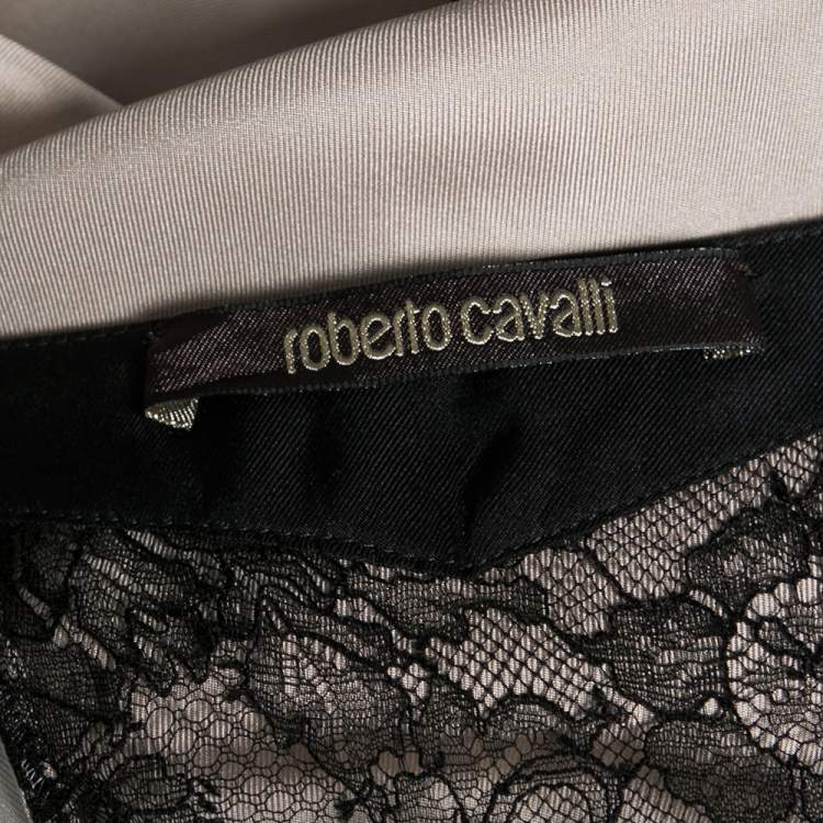 مملوكة مسبقًا Roberto Cavalli Beige Printed Silk Pleated Hem Sleeveless Dress M