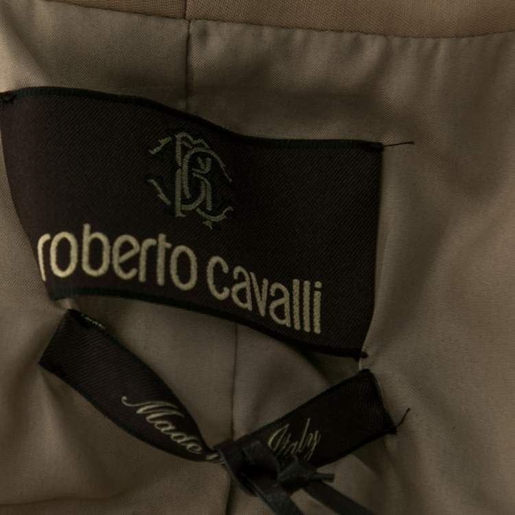 Pre Owned Roberto Cavalli Gold Sequin and Beaded Long Sleeve Jacket M