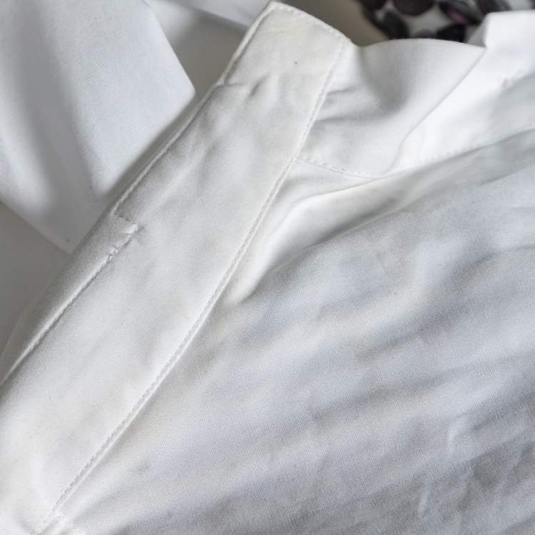 Pre Owned Roberto Cavalli White Cotton Embellished Button Front Shirt M